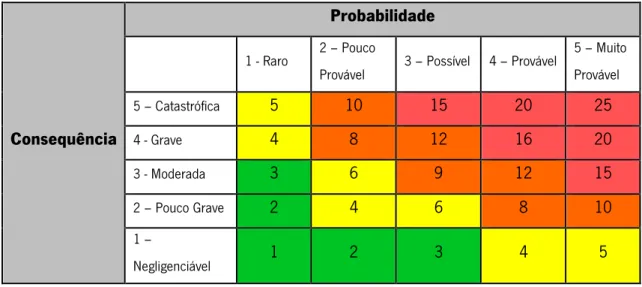Tabela 8 - Exemplo de matriz de risco adaptado de NHS (2008) 