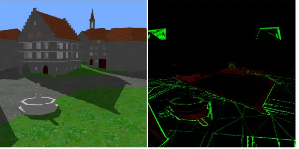 Figure 13: Example of the uncertain areas when using the Hybrid GPU Rendering Pipeline for Alias-Free Hard  Shadows