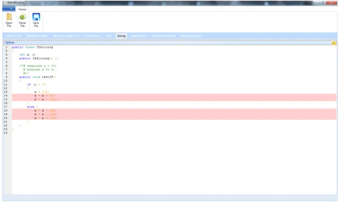 Figure 6.4: Speciﬁcation-based slicing applied to program in Listing 6.4