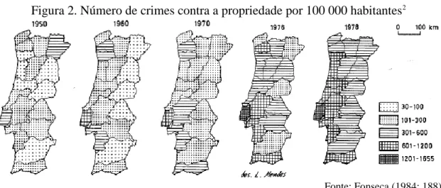 Figura 2. Número de crimes contra a propriedade por 100 000 habitantes 2