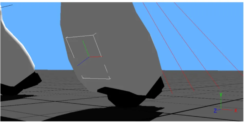 Figure 4.4: The back touch sensor is presented in the figure as a polygon in the AIBO’s paw.