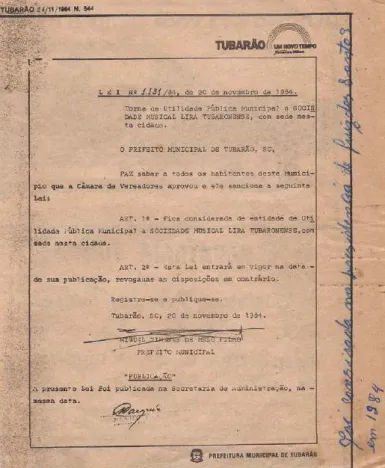 Figura 2 – Publicação da sanção municipal em jornal da época. 