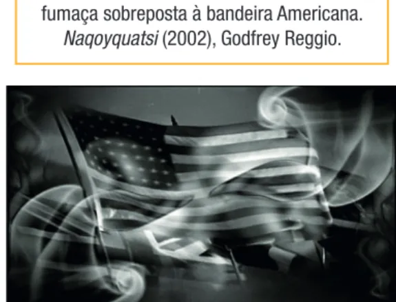 Figura 10: Fotograma de montagem de  fumaça sobreposta à bandeira Americana. 