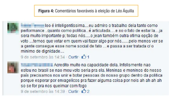 Figura 4: Comentários favoráveis à eleição de Léo Áquilla