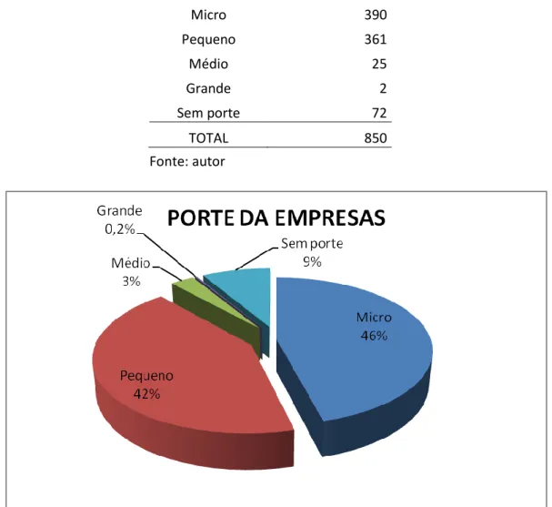 Tabela 1 - Porte das empresas do setor 