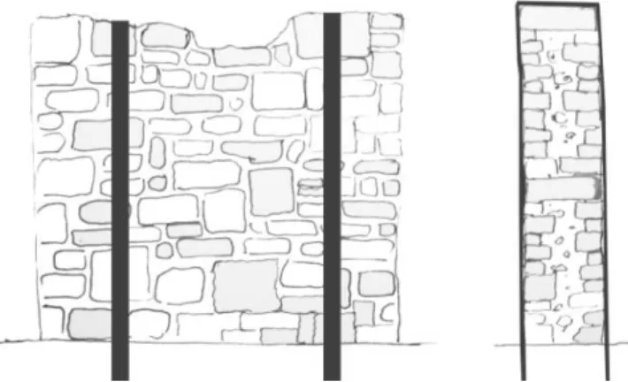 Figure 9: External bond materials applied on irregular stone wall increasing flexural capacity 