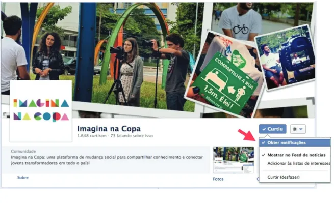 Figura 1: Imagem da página do projeto Imagina na Copa na rede Facebook.
