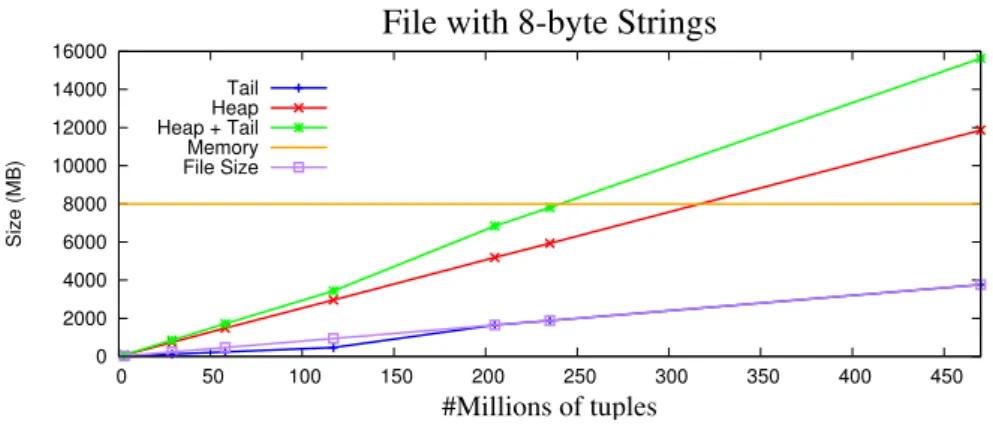 Figure 3.26: Representation of the space occupied by the strings with the size of 8 bytes