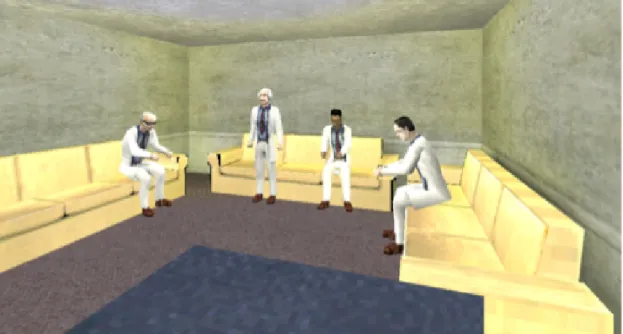 Figure 2.4: Simulated meeting room scenarios showing other characters