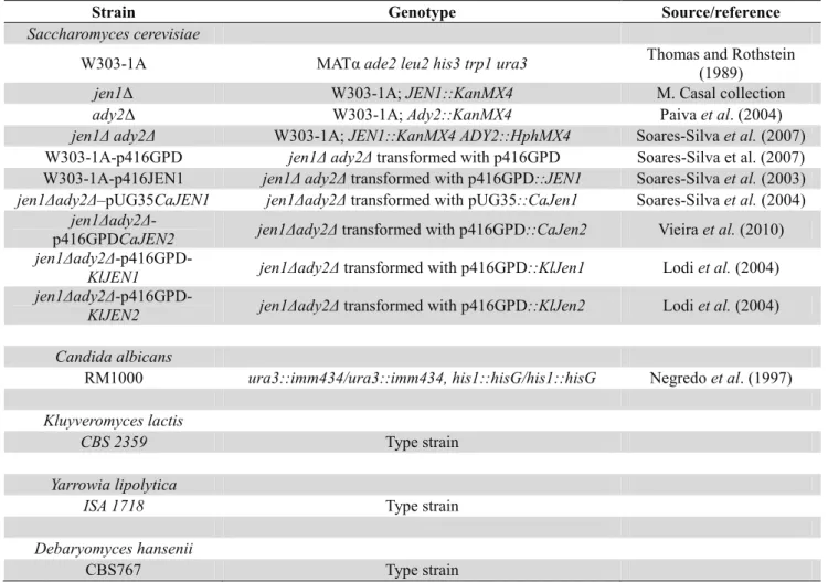 Table IV – Yeast strains used in this work. 