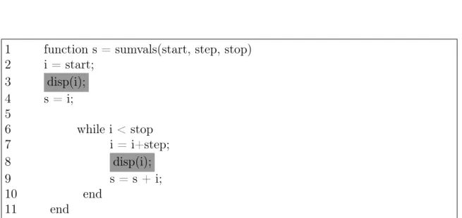Figure 3.2: Sumvals function with logging