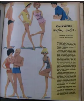 Figura 4 - Garotas sentem calor. Revista O Cruzeiro de 17 de janeiro de 1959. p. 99. Acervo: Museu de Arte de São  Paulo Assis Chateaubriand – São Paulo/SP 