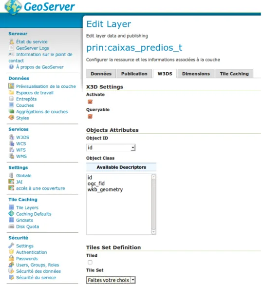 Figure 4.4: Print screen of W3DS layer configuration page.