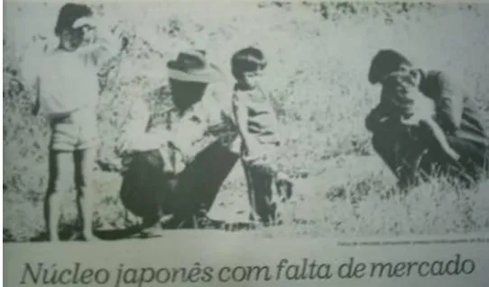 Figura 1: Fotografia publicada no Jornal O Estado,  02/07/1975, noticiando  sobre a Colônia Nikkei Sanga Café