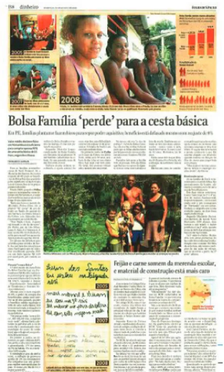 Figura 1 – Matéria sobre Benefício Bolsa Família Fonte: Folha de São Paulo, caderno Dinheiro, p