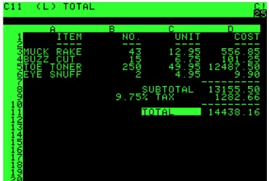 Figure 1.6: VisiCalc spreadsheet system on an Apple II 5 .