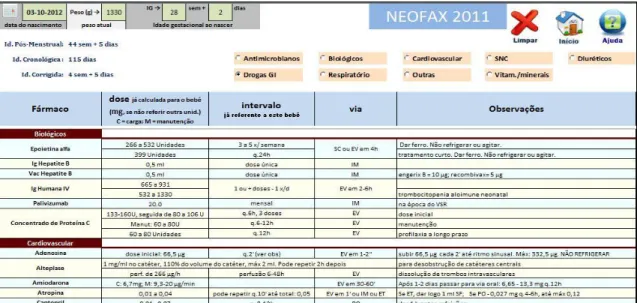 Figure 2.3 – Image showing several biologic and cardiovascular drugs info, by the NEOFAX module.