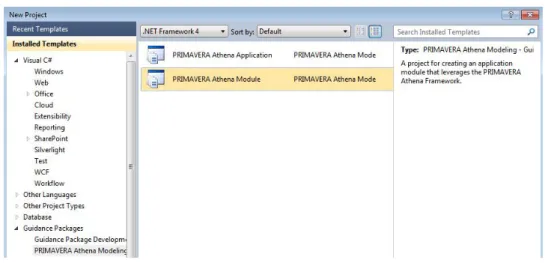 Figure 2.9: Project type Module, available with the Athena Framework integrated with the Visual Studio IDE(version 10.0.40219.1 SP1 Rel)