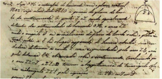 Figura  3:  Trecho  do  caderno  Geodesia  de  Oliveira  (1814).  Fonte:  Biblioteca  Nacional do Rio de janeiro, I-47, 10, 11 
