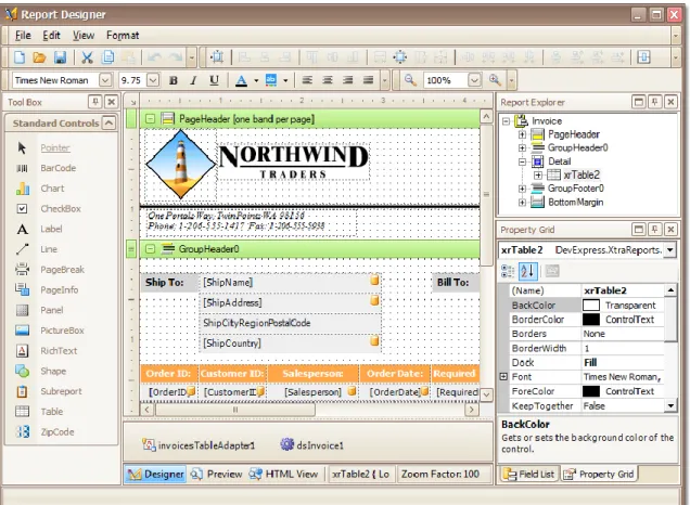 Fig 3.6 - XtraReports Report Designer 