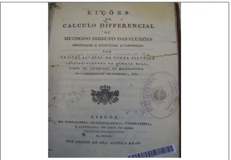 Figura 2: SILVEIRA, T. A. C. Lições de calculo differencial ou methodo directo das fluxões,  Lisboa, 1801