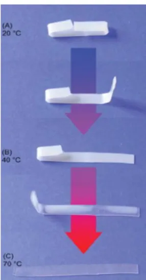 Figure I.6 shows an example of a triple-SME.  The SMP is able to change from a  first shape (A) to a second shape (B) and finally deform into a third shape (C)