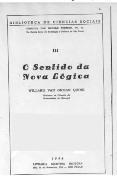 Figura 4. Folha de rosto do livro O  sentido da Nova Lógica de 1944.  