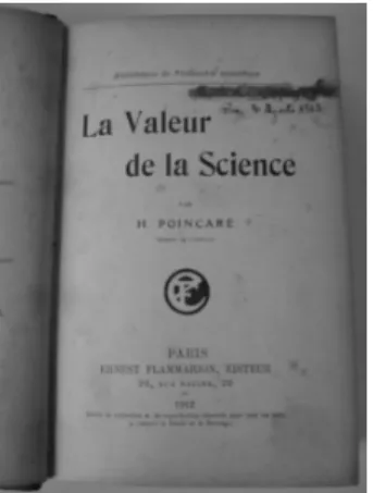 Foto 5: Folha de rosto de “La Valeur de la Science”, H. Poincaré. 
