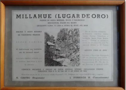 Figura 4.3. Fotografía de un cuadro con una antigua publicidad de la Fuente Mineral Millahue