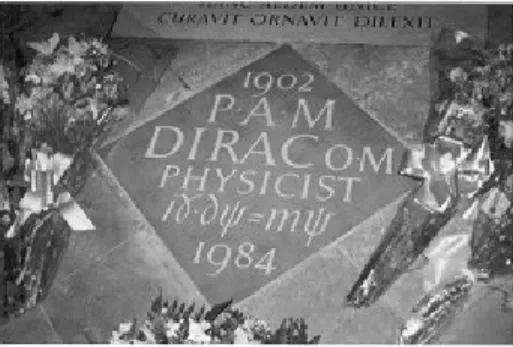 Figure 4: Plaque in Westminster Abby commemorating the Dirac Equation 