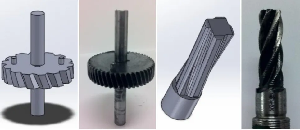 Figura 19 – Roda dentada helicoidal, e parafuso sem fim 