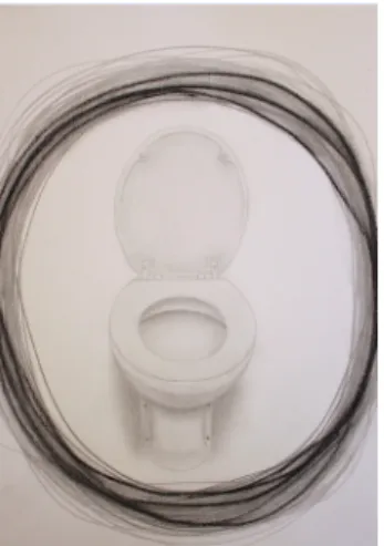 Figure 5: Dignity… trying to clean myself [Graphite and charcoal on paper]