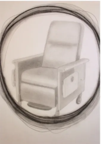 Figure 6: What hurt me the most, the wretched catheters [Graphite and charcoal on paper]