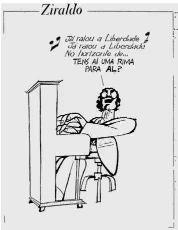 Figura 3: Para Ziraldo, a liberdade raiou em Portugal  Fonte: Jornal do Brasil, 28 de abril de 1974, p