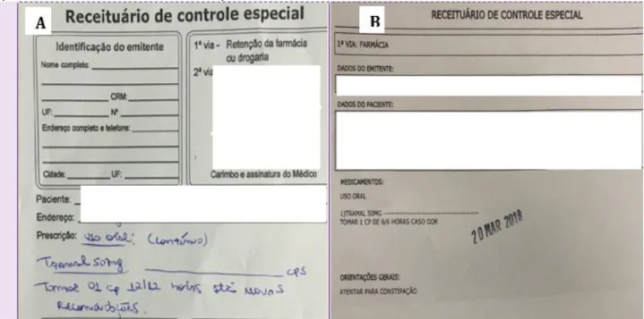 Figura  3  -  Exemplo  de  receita  manuscrita  e  digitada  com  a  presença  do  erro  de  decisão  ausência  da  quantidade de medicamento a ser dispensado