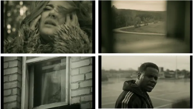 Figure 1: Videoclip frames, music Hello!,  Adèle, directed by Xavier Dolan, 2015  Source: https://www.youtube.com/watch?v=YQHsXMglC9A