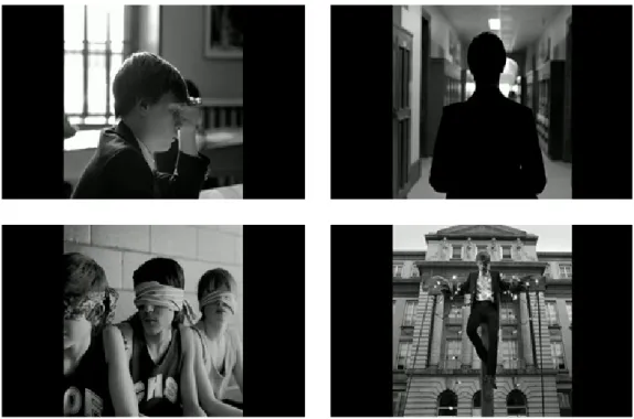 Figure 2: Videoclip frames, music College Boy, Indochine, directed by Xavier Dolan, 2013  Source: https://www.youtube.com/watch?v=Rp5U5mdARgY