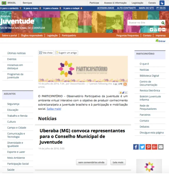Figure 4: Home page of the website Participatório 4