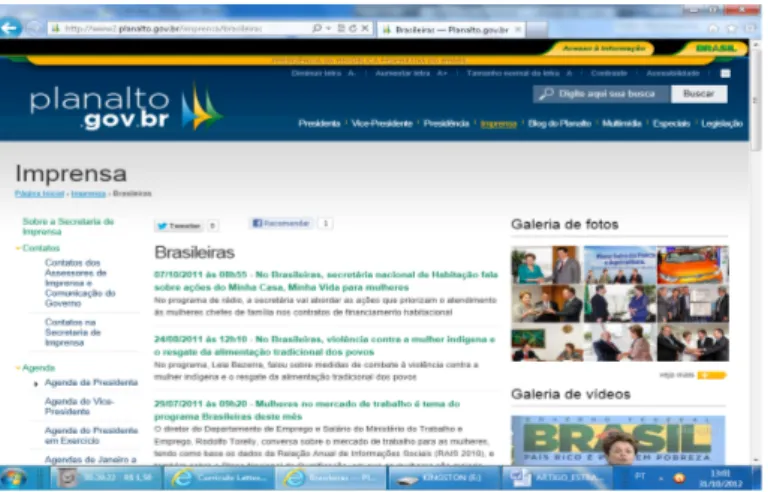 Figura 10 – Link Brasileiras   Fonte: portal da presidência da República (2012) 