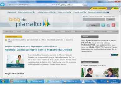 Figura 13 – Link do Blog do Planalto   Fonte: portal da presidência da República (2012)