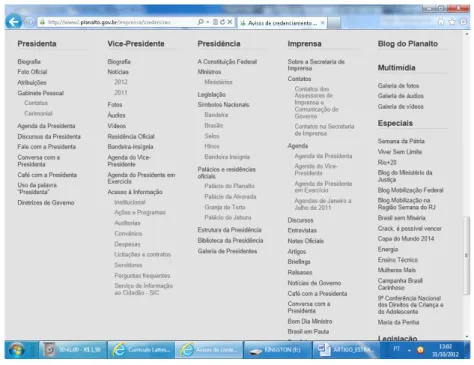 Figure 12 - Links to the main services of the portal   Source: website of the Presidency of the Republic (2012)