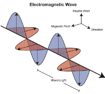 Figure 6. The electromagnetic wave with its electric and magnetic fields. Adapted from [54] 