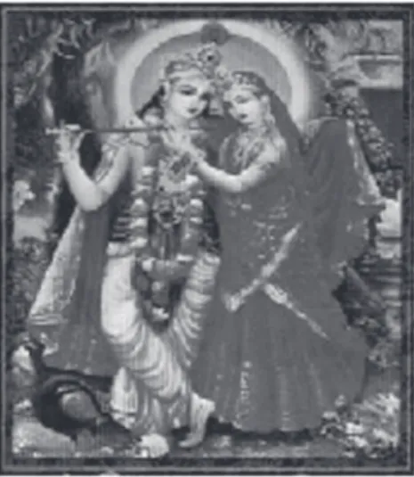 Illustration n.° 2 : Krishna et Rada, (1976)  Le livre de Krisna, Paris : Éditions Bhaktivedan.
