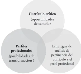Figura 2. Lectura de relación entre el currículo crítico y los perfiles profesionales Fuente: elaboración propia 