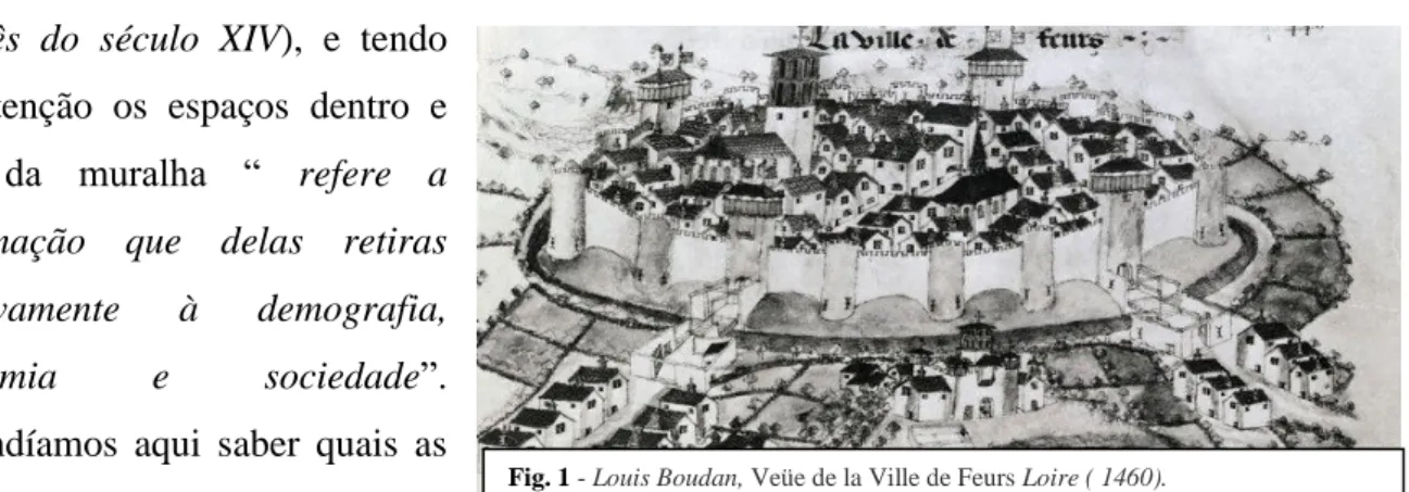Fig. 1 - Louis Boudan, Veüe de la Ville de Feurs Loire ( 1460). 