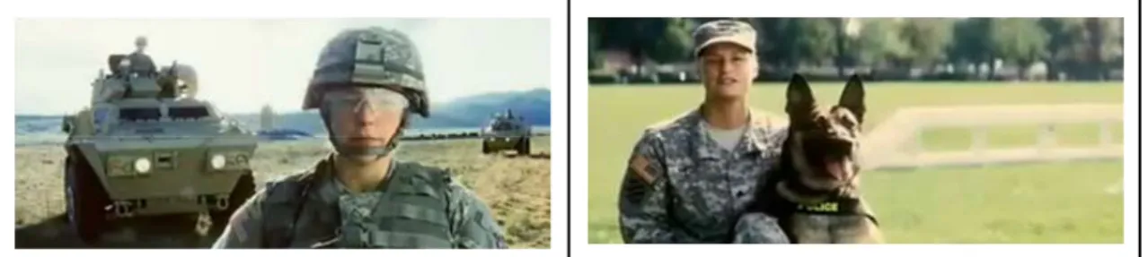 Figura 5.  Dos escenas de un video de incorporación del Ejército de EE.UU. 