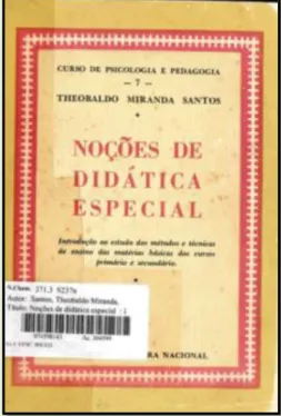 Figura 2: Capa do manual ‘Noções de didática especial’ 