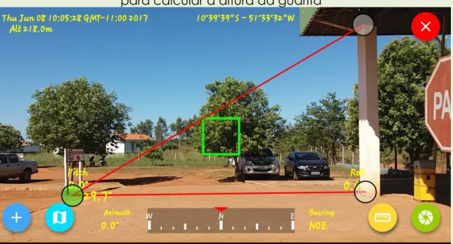 FIGURA 2 - Captura da tela do celular no momento da medição angular  para calcular a altura da guarita 