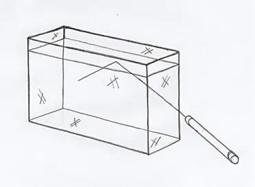 Figura 8: Ilustração do posicionamento do laser na lateral da cuba para a formação do  fenômeno da reflexão total