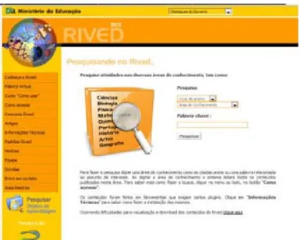 Figura 1 - Página Inicial da Rede Interativa Virtual de Educação. 